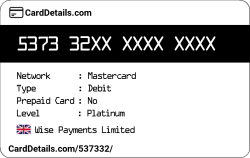 Card Details: 537332