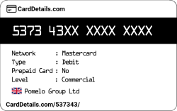 Card Details: 537343