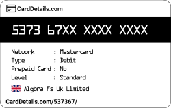 Card Details: 537367