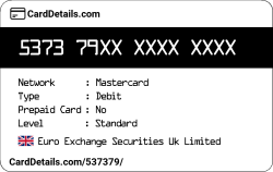 Card Details: 537379