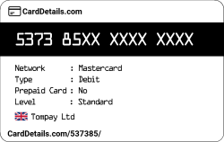 Card Details: 537385