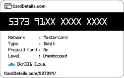 Card Details: 537391