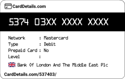 Card Details: 537403