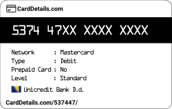 Card Details: 537447