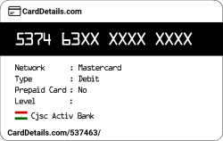 Card Details: 537463
