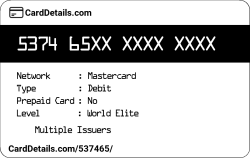 Card Details: 537465