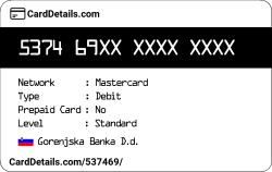Card Details: 537469