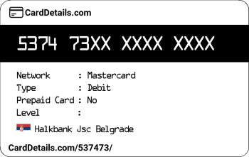 Card Details: 537473