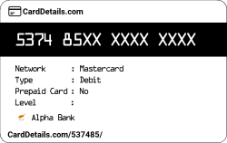 Card Details: 537485