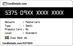 Card Details: 537509