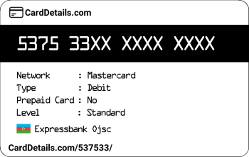 Card Details: 537533