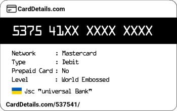Card Details: 537541