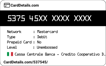 Card Details: 537545