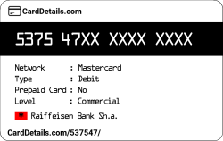 Card Details: 537547