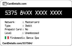 Card Details: 537584