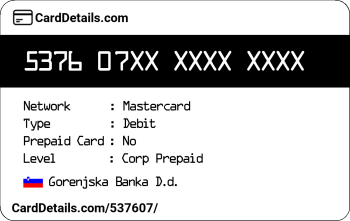 Card Details: 537607