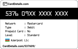 Card Details: 537609