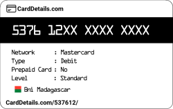 Card Details: 537612