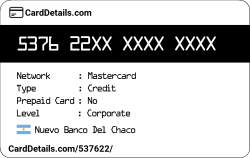 Card Details: 537622