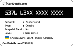 Card Details: 537663