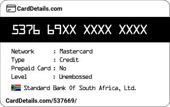 Card Details: 537669