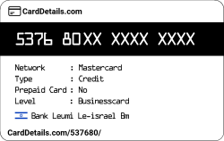 Card Details: 537680