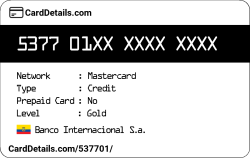 Card Details: 537701