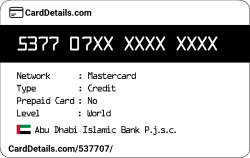 Card Details: 537707