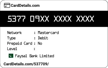 Card Details: 537709