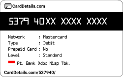 Card Details: 537940