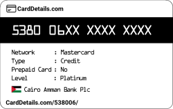Card Details: 538006