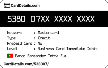 Card Details: 538007
