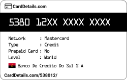 Card Details: 538012