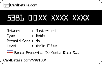 Card Details: 538100