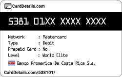 Card Details: 538101