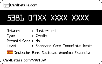 Card Details: 538109