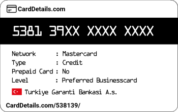Card Details: 538139