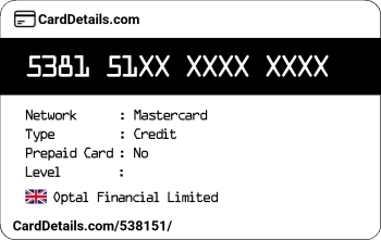 Card Details: 538151