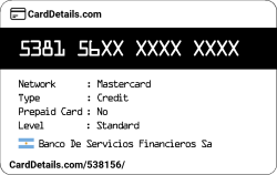 Card Details: 538156