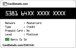 Card Details: 538164