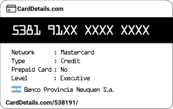 Card Details: 538191