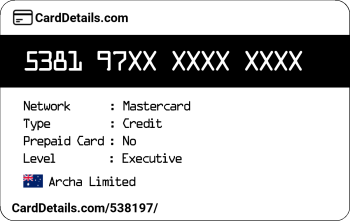 Card Details: 538197