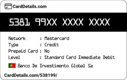 Card Details: 538199