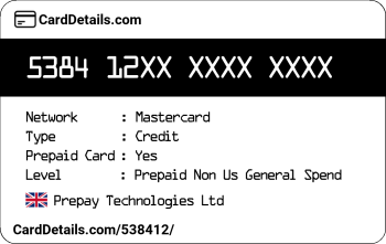 Card Details: 538412