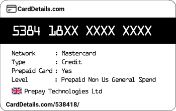 Card Details: 538418