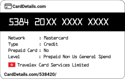 Card Details: 538420
