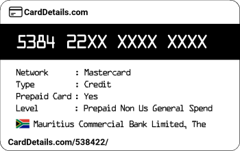 Card Details: 538422
