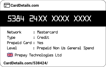 Card Details: 538424