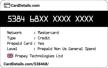 Card Details: 538468