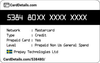 Card Details: 538480